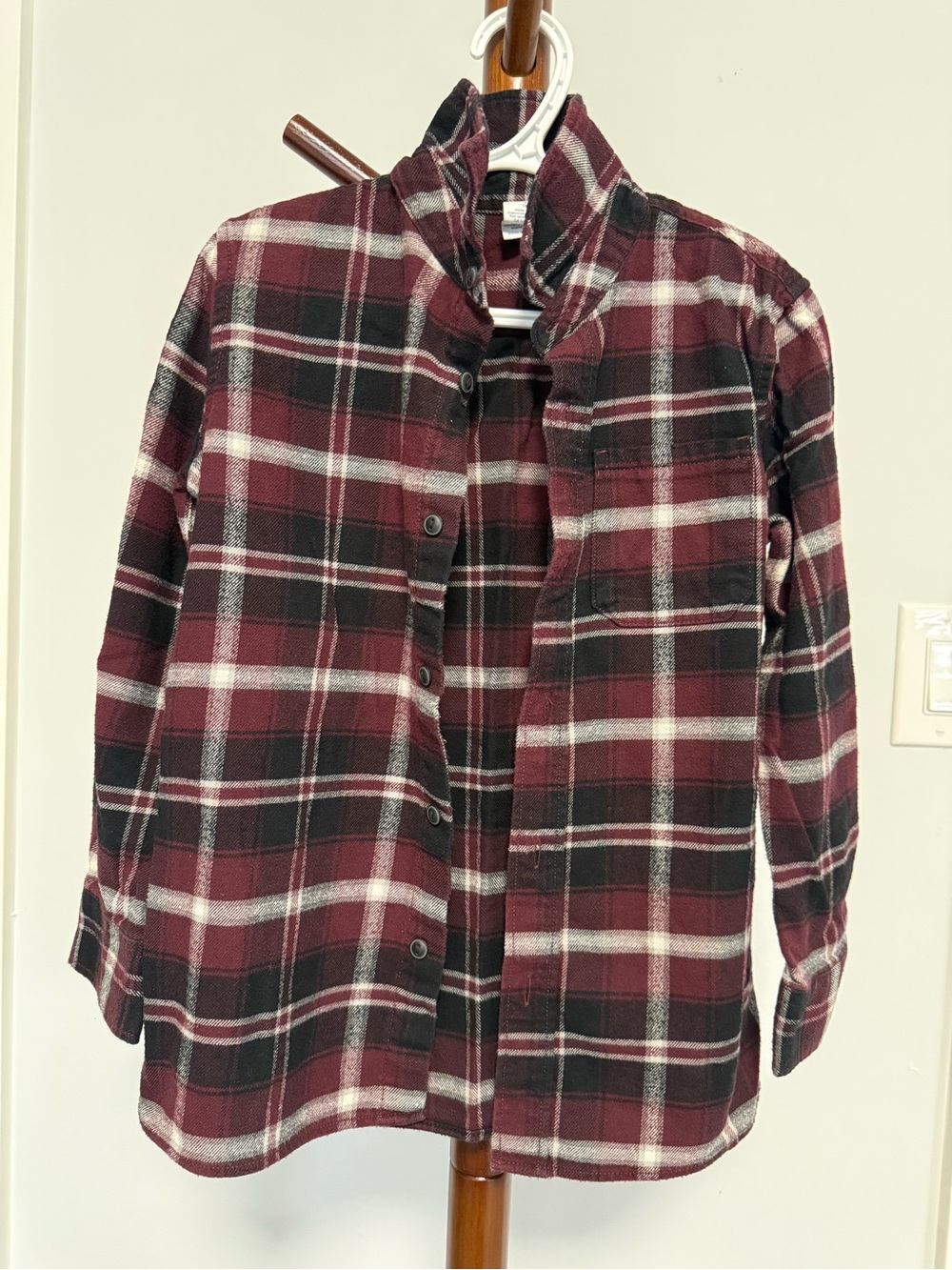 GAP Burgundy, Black & White Plaid Button-Down Shirt